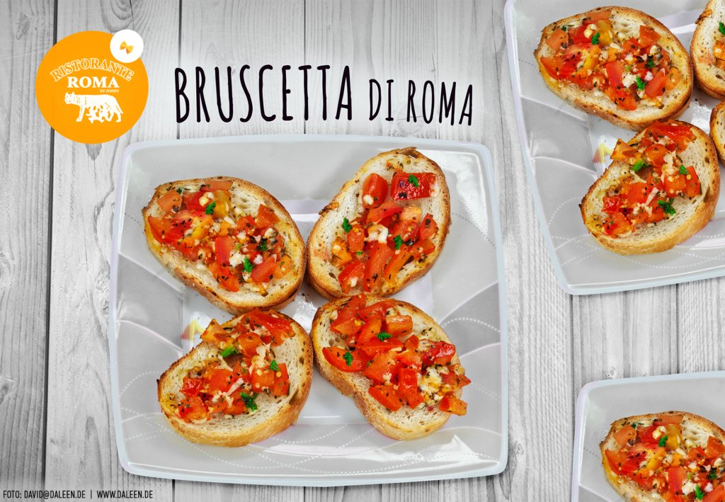 frische Bruscetta di Roma -eine herzhaft vegetarische Vorspeise